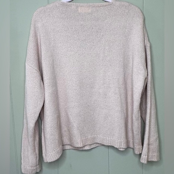 Mia & Tess “ Love” V Neck Knit Long Sleeve Rose Sweater Womens Large - Picture 3 of 11